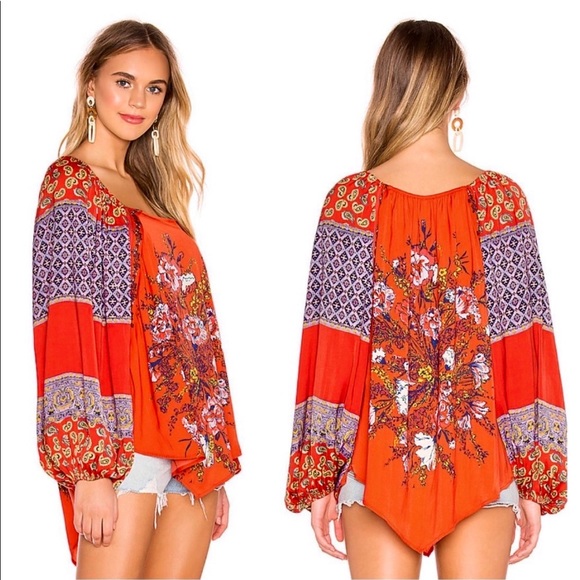 πΊπHPππΊ NWT Free People Positano Floral Print Blouse - Picture 16 of 16